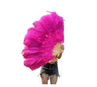 JHSDHYD Ventaglio da Danza in Piume Ventaglio di Piume Naturali 13 Ossa Grande ventaglio Pieghevole Portatile for spettacoli Carnevale, ventagli da Ballo, Feste, sul palco(Rose)