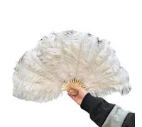 JHSDHYD Ventaglio da Danza in Piume Ventaglio Pieghevole Naturale Portatile 70x40cm a pennacchio for Danza, Feste, palcoscenico, Carnevale, spettacoli(White,1PCS 70cmx40cm Right)