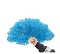 JHSDHYD Ventaglio da Danza in Piume Ventaglio Pieghevole Naturale Portatile 70x40cm a pennacchio for Danza, Feste, palcoscenico, Carnevale, spettacoli(Blue,1 PCS 70cmx40cm Left)