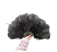 JHSDHYD Ventaglio da Danza in Piume Ventaglio Pieghevole Naturale Portatile 70x40cm a pennacchio for Danza, Feste, palcoscenico, Carnevale, spettacoli(Black,1 PCS 70cmx40cm Left)