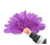 JHSDHYD Ventaglio da Danza in Piume Ventaglio Pieghevole Naturale Portatile 70x40cm a pennacchio for Danza, Feste, palcoscenico, Carnevale, spettacoli(Purple,1PCS 70cmx40cm Right)