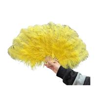 JHSDHYD Ventaglio da Danza in Piume Ventaglio Pieghevole Naturale Portatile 70x40cm a pennacchio for Danza, Feste, palcoscenico, Carnevale, spettacoli(Yellow,1PCS 70cmx40cm Right)