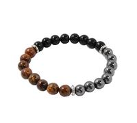 Jhu319 - Braccialetto con pietre uniche per lo stress e la meditazione, elastico con perline con energia naturale, 14 diversi braccialetti di cristallo tra cui scegliere, 18 cm, Ossidiana