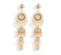 Jhumkas Orecchini indiani da donna Jhumka orecchini etnici campana nappa orecchini indiani etnici perline orecchini boho orecchini tradizionali gioielli indiani regalo, Metallo, Nessuna pietra