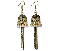 Jhumkas Orecchini indiani per donne Vintage Long Tasel Bell Drop Jhumki Orero di Gypsy Gypsy Tribals Bells Wedding Wedding Wearh Wearle Bead Boho Bollywood Gioielli
