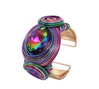 JHWZAIY Braccialetti da polso africani colorati grossi per le donne dichiarazione oro filo d'argento strass scintillanti tribali larghi braccialetti audaci vestiti accessori gioielli, One Size