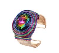 JHWZAIY Braccialetti da polso africani colorati grossi per le donne dichiarazione oro filo d'argento strass scintillanti tribali larghi braccialetti audaci vestiti accessori gioielli, One Size