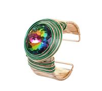 JHWZAIY Braccialetti da polso africani colorati grossi per le donne dichiarazione oro filo d'argento strass scintillanti tribali larghi braccialetti audaci vestiti accessori gioielli, One Size