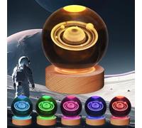 JHXLAMP Luce notturna con sistema solare 3D, sfera di cristallo, 3,15 pollici, 7 colori che cambiano per camera da letto, regalo di Natale, regalo di compleanno per ragazzi, ragazze (lampada saturn)