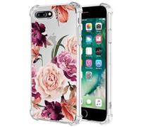 Jhxtech Cover Custodia per iPhone 7 Plus, iPhone 8 Plus, Apple 7 Plus ragazze donne, sottile, antiurto, trasparente, motivo floreale, morbida e flessibile in TPU, custodia protettiva