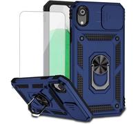 Jhxtech Custodia per Galaxy A03 Core/Samsung A03 Core SM-A032F con protezione dello schermo in vetro temperato e copertura per fotocamera scorrevole, anello magnetico supporto per auto supporto