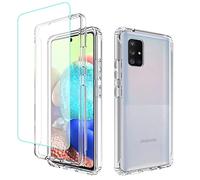 Jhxtech Custodia per Galaxy A71 4G, SM-A715F con protezione dello schermo in vetro temperato, custodia rigida in policarbonato trasparente per Samsung Galaxy A71 4G (trasparente)