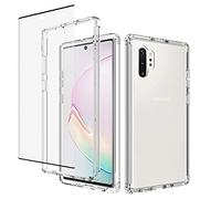 Jhxtech Custodia per Galaxy Note 10 PlusNote 10+ 5G SMN975F con pellicola protettiva in vetro temperato, custodia protettiva in policarbonato trasparente per Samsung Galaxy Note 10 Plus