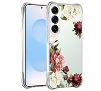 Jhxtech Custodia per Galaxy S25 FE, per Samsung S25FE 5G SM-S731B ragazze donne, sottile, antiurto, trasparente, motivo floreale, morbida e flessibile in TPU custodia protettiva per Samsung Galaxy S25