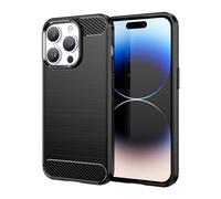 Jhxtech Custodia per iPhone 14 Pro, custodia Apple 14 Pro, ultra sottile con assorbimento degli urti in fibra di carbonio TPU custodia protettiva per Apple iPhone 14 Pro, nera