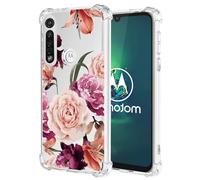 Jhxtech Custodia per Moto G8 Play, Moto One Macro XT2015 ragazze donne, sottile, antiurto, trasparente, motivo floreale, morbida e flessibile in TPU, custodia protettiva per Motorola Moto G8 Play,