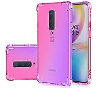Jhxtech - Custodia per OnePlus 7 Pro, custodia per telefono OnePlus 7 Pro, trasparente, con motivo sfumato, sottile, antigraffio, flessibile, in TPU, antiurto, per OnePlus 7 Pro (rosa/viola)