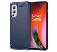Jhxtech Custodia per OnePlus Nord 2 5G DN2101 DN2103 Custodia, Cover per Telefono Ultra Sottile con Assorbimento degli Urti Custodia Protettiva in Gomma TPU Fibra di Carbonio per OnePlus Nord 2 5G Blu