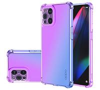 Jhxtech Custodia per OPPO Find X3 / Find X3 Pro, custodia trasparente carina sfumata sottile antigraffio flessibile in TPU antiurto custodia protettiva per Oppo Find X3 Pro (viola/blu)