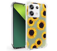Jhxtech Custodia per Redmi Note 13 4G, 23129RAA4G ragazze e donne, Custodia protettiva sottile antiurto trasparente con motivo floreale, morbida e flessibile in TPU per Xiaomi Redmi Note 13 4G Girasol