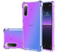 Jhxtech - Custodia per Sony Xperia 10 II e Sony Xperia 10 II, custodia trasparente con motivo sfumato, sottile, antigraffio, flessibile, antiurto, per Sony Xperia 10 II (viola/blu)