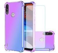 Jhxtech Custodia protettiva antiurto per Moto E7 Power/Moto E7i Power con pellicola protettiva in vetro temperato, custodia in TPU trasparente sfumato per Motorola Moto E7 Power (viola/blu)