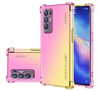Jhxtech Custodia protettiva antiurto per Oppo Reno5 Pro+ 5G / Oppo Find X3 Neo, trasparente e simpatica sfumatura custodia sottile antigraffio flessibile TPU per Oppo Find X3 Neo 5G (rosa/oro)