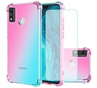 Jhxtech Custodia protettiva per Huawei Honor 9X Lite da 6,5 pollici, con pellicola protettiva in vetro temperato, trasparente sfumato, sottile, antigraffio, in TPU, custodia protettiva per Huawei
