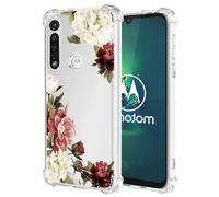 Jhxtech Custodia protettiva per Moto G8 Play, Moto One Macro XT2015, da donna, sottile, antiurto, trasparente, motivo floreale, in morbido poliuretano termoplastico, custodia protettiva per Motorola