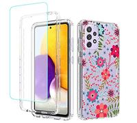 Jhxtech Custodia protettiva per Samsung Galaxy A72Galaxy A72 5G SMA726B con pellicola protettiva in vetro temperato, motivo floreale trasparente a tutto il corpo, per Samsung Galaxy A72 (stampe