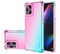 Jhxtech per OPPO Find X3 / Find X3 Pro Case, Clear Cute Gradient Phone Case Slim Anti Graffio Flessibile TPU Cover Antiurto Custodia Protettiva per Oppo Find X3 Pro (Rosa/Verde)