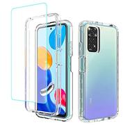 Jhxtech per Redmi Note 11 (4G)Redmi Note 11S 2201117TY Custodia con protezione dello schermo in vetro temperato, trasparente Full Body protettivo duro PC Shell TPU Bumper Cover Case per Xiaomi Redmi