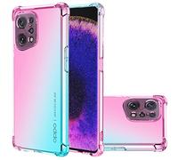 Jhxtech Per Trova X5 Pro Case, PFEM10 Caso, Trasparente Gradiente Caso Anti Graffio TPU Cover Custodia Protettiva per Oppo Find X5 Pro (Rosa/Verde)