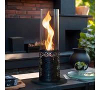 JHY DESIGN Braciere portatile da tavolo, braciere a bioetanolo a combustione pulita, senza ventilazione, per interni ed esterni, giardino, eventi, feste (nero cavo)