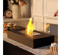 JHY DESIGN Braciere rettangolare da tavolo, 35 cm, portatile, a bioetanolo, senza ventilazione, per interni ed esterni, patio, feste, eventi, colore: nero