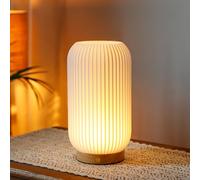JHY DESIGN Lampada da comodino touch dimmerabile a 3 colori alta 23 cm da tavolo con comando a pulsante Lampada da comodino stampata in 3D con base in legno per camera da letto soggiorno