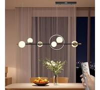 JHYPVII Lampada a Sospensione LED Dimmerabile 120 cm, Lampadario a Sospensione Cucina Moderna con Telecomando, Lampadario Nero Tavolo da Pranzo con Sfere Coperchio Della Lampada, per Bar Uffici, 66 W