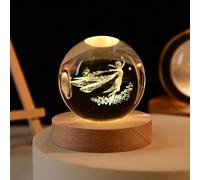 JHzood 3d Crystal Ball Nightlight Decor Lampada, Sistema Solare Pianeti Sfera Di Cristallo Tavolo Decorazioni Artigianali, Home Room Decor Lampada Da Notte A Led - Usb Powered (Fairy)