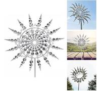 JHzood 3D Unico E Magico Mulino A Vento In Metallo Spin, Vento Spinner Per Il Giardino, Vento Spinner Mulino A Vento, Vento Spinner Pali Ornamenti Per Il Cortile, Vento Scultura Spinner (Silver)