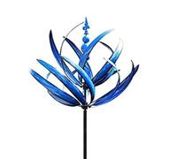 JHzood 3D Unico E Magico Mulino A Vento In Metallo Spin, Vento Spinner Per Il Giardino, Vento Spinner Mulino A Vento, Vento Spinner Pali Ornamenti Per Il Cortile, Vento Scultura Spinner (Blue)