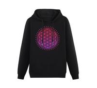 Ji Wei Yu Men's Sacred Geometry Flower of Life - Psychedelic Occult Design Hoody L