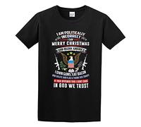 JI YANG HONG I Am Politically Incorrect Merry Christmas God Bless America T-Shirt Black L