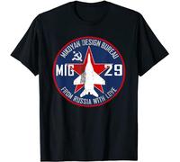 JI YANG HONG Russian Fighter Jet Mig 29 Men T-Shirt Short Casual 100% Cotton Shirts T-Shirt Black XL