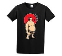 JI YANG HONG Sumo Wrestler Half Sleeve Sports Reunion Abstract Concise T-Shirt Black L