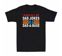 JI YANG HONG taitai Men's Vintage I Keep all My Dad Jokes in A Dad-A-Base Funny Men's Short Sleeve T-Shirt Balck T-Shirt Black 3XL