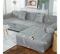 jia cool 2 fodere per divani componibili, con stampa a L, elasticizzate, adatte per chaise longue combinate (modello DWY, 3 posti + 3 posti)