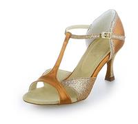 JIA JIA 2055 Satin Donna Scarpe da Ballo Latino Marrone, 42