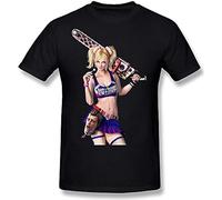 JIA YU HAO Lollipop Chainsaw Grasshopper Unisex 100% Cotton Short-Sleeve T-Shirts Black XL