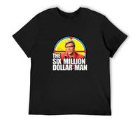 JIA YU HAO The Six Million Dollar 70'S TV Show Bionic American Retro 6 Tee Unisex 100% Cotton Short-Sleeve T-Shirts Black S