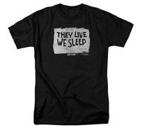 JIA YU HAO They Live They Live We Sleep 80S Horror Sci-Fi Graphic Tee Unisex 100% Cotton Short-Sleeve T-Shirts Black XXL